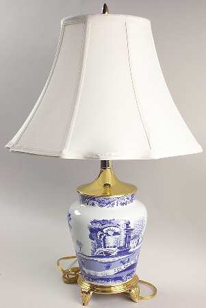 Blue Italian Electric Cookie Jar Lamp & Shade