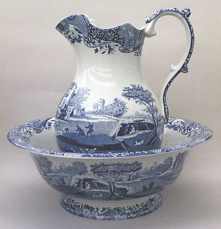 Blue Italian 128 Oz Pitcher and Bowl Set