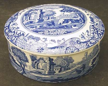 Blue Italian Round Box & Lid