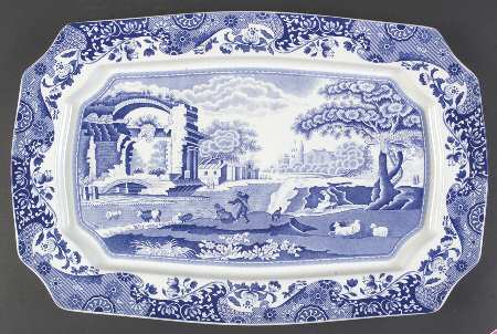 Blue Italian 17" Rectangular Serving Platter