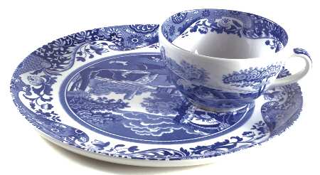 Blue Italian Snack Plate & Cup Set
