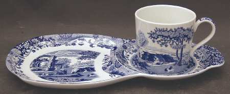 Blue Italian Tea & Toast Snack Plate & Mug Set