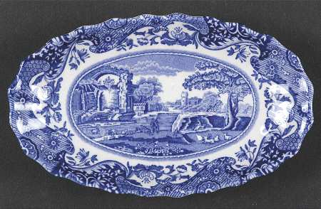 Blue Italian Small Oval Tray