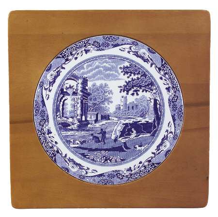 Blue Italian Wood Frame Trivet