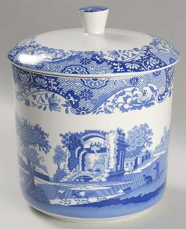 Blue Italian Large Canister & Lid