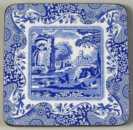 Blue Italian Cork Back Square Coaster