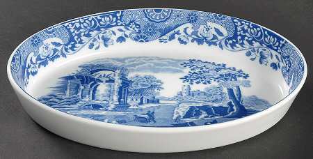 Blue Italian 10" Oval Baker