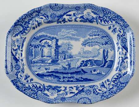 Blue Italian Miniature Oval Serving Platter