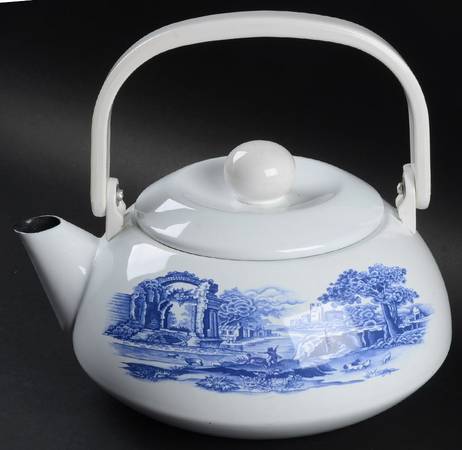 Blue Italian Metal Kettle & Lid