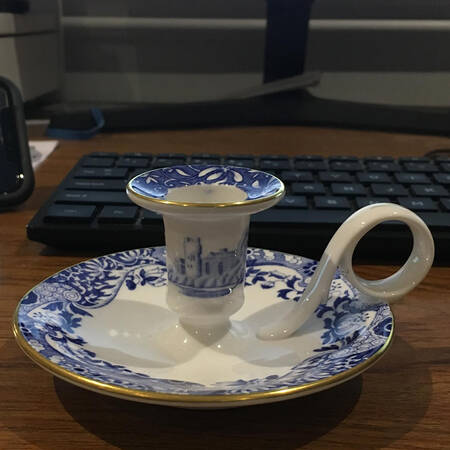 Blue Italian (Regimental) Handled Candleholder