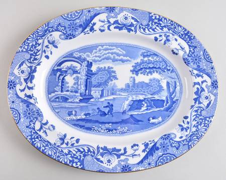 Blue Italian (Regimental) 13" Oval Serving Platter