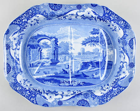 Blue Italian (Older) 18" Rectangular Serving Platter with Well