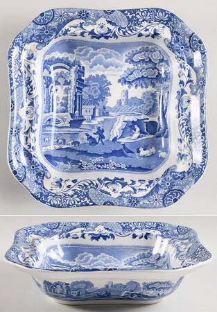 Blue Italian (Older) Square Vegetable No Lid