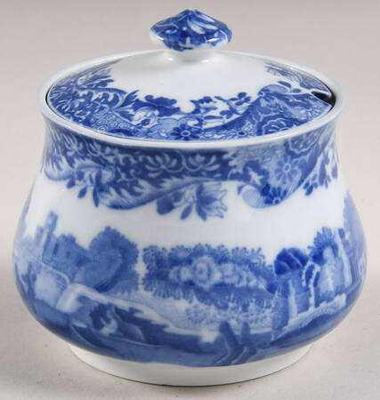 Blue Italian (Older) Mustard Jar & Lid