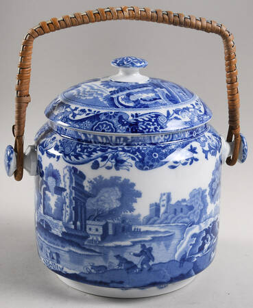Blue Italian (Older) Biscuit Barrel & Lid