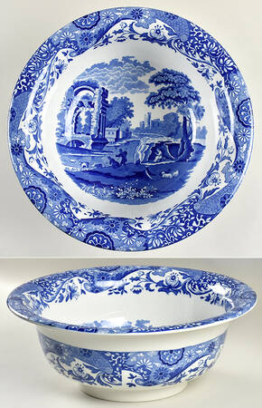 Blue Italian (Older) Footed Punch Bowl