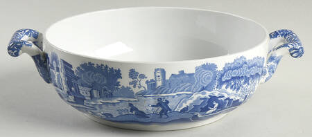 Blue Italian (Older) Round Vegetable No Lid