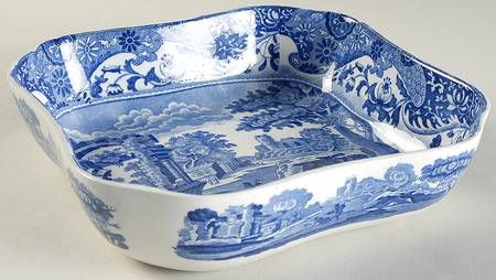Blue Italian (Older) 8" Square Vegetable Bowl