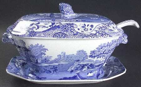 Blue Italian (Older) Tureen & Lid w/Ladle & Underplate