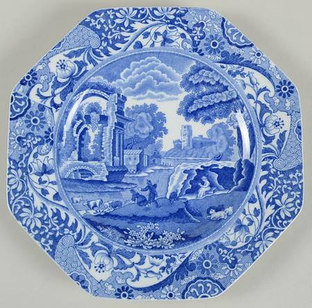 Blue Italian (Older) Octagonal Luncheon Plate