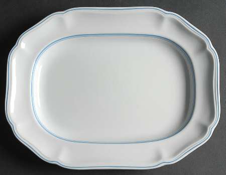 Blue Marlborough 12" Oval Serving Platter