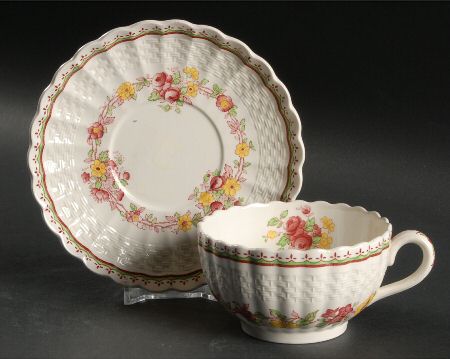 Blue Rambler Footed Cup & Saucer Set