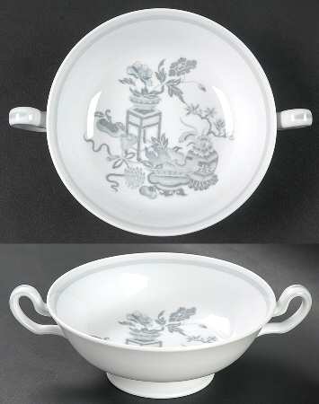 Bowpot Grey Footed Cream Soup Bowl