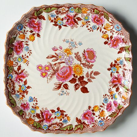 British Flowers Square Luncheon Plate