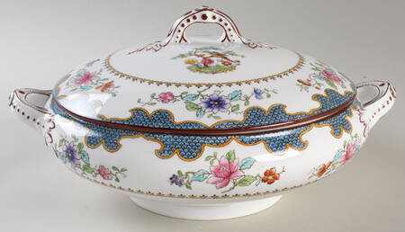 Brompton Blue Round Covered Vegetable