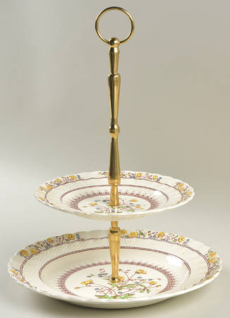 Buttercup (Older Backstamp) 2 Tiered Serving Tray (Dinner & Salad Plate)