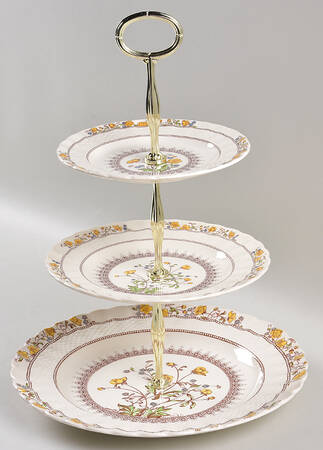 Buttercup (Newer Backstamp) 13 7/8"-14 1/4" 3-Tiered Serving Tray(DP,SP,BB) HC