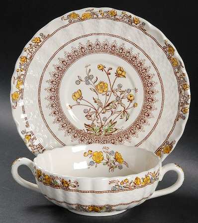 Buttercup (Newer Backstamp) Flat Cream Soup Bowl & Saucer Set
