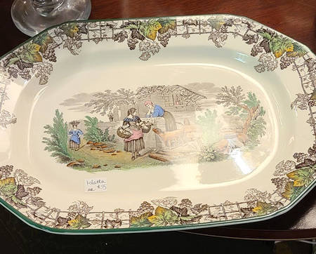 Byron Multicolor (Green Trim) 14" Rectangular Serving Platter