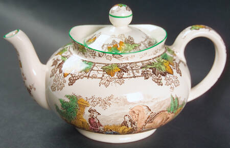 Byron Multicolor (Green Trim) Teapot & Lid