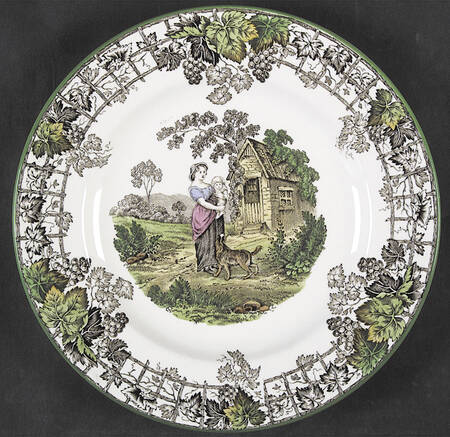 Byron Multicolor (Green Trim) Salad Plate
