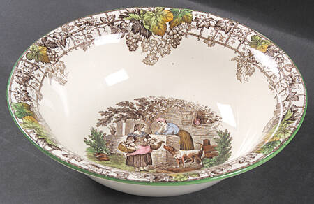 Byron Multicolor (Green Trim) 9" Round Vegetable Bowl