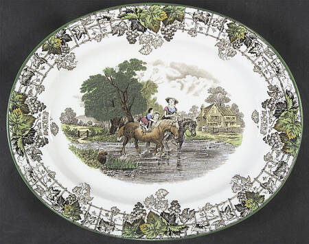Byron Multicolor (Green Trim) 11" Oval Serving Platter