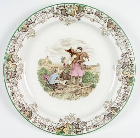 Byron Multicolor (Green Trim) 12" Chop Plate (Round Platter)