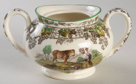 Byron Multicolor (Green Trim) Sugar Bowl No Lid