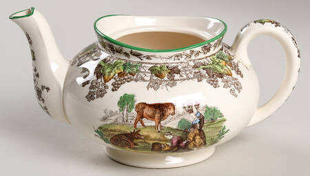Byron Multicolor (Green Trim) Mini Teapot No Lid