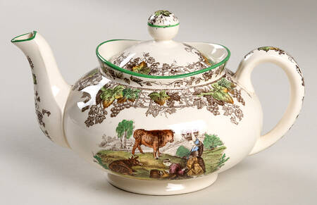 Byron Multicolor (Green Trim) Mini Teapot & Lid