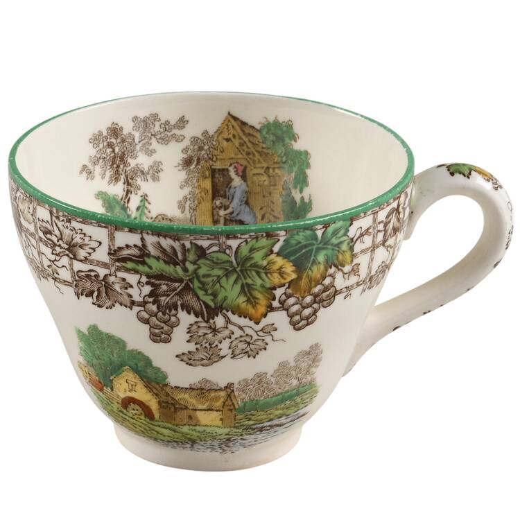 Byron Multicolor (Green Trim) London Shape Footed Cup