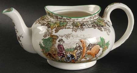 Byron Multicolor (Green Trim) Teapot No Lid