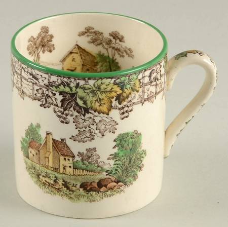 Byron Multicolor (Green Trim) Flat Demitasse Cup