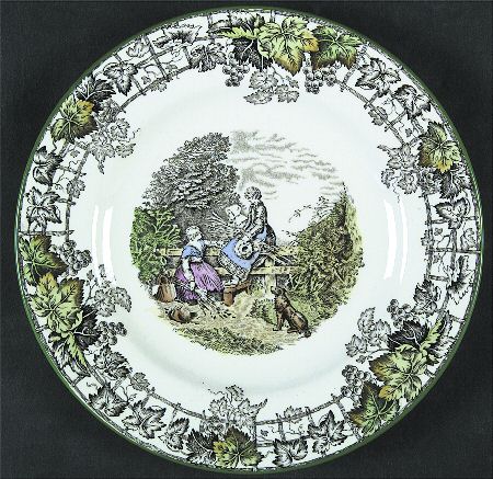Byron Multicolor (Green Trim) Bread & Butter Plate