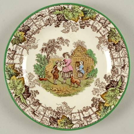 Byron Multicolor (Green Trim) Bread & Butter Plate