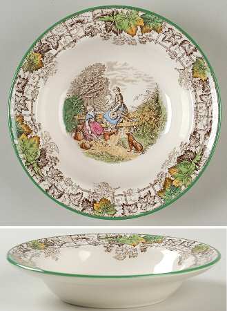 Byron Multicolor (Green Trim) Rim Cereal Bowl