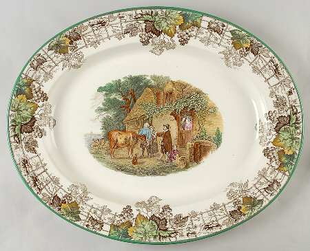 Byron Multicolor (Green Trim) 18" Oval Serving Platter