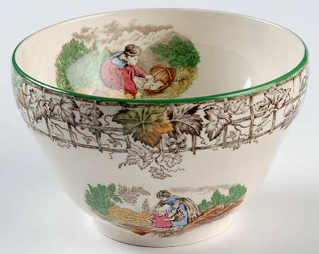 Byron Multicolor (Green Trim) Open Sugar Bowl