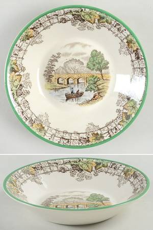 Byron Multicolor (Green Trim) Fruit/Dessert (Sauce) Bowl